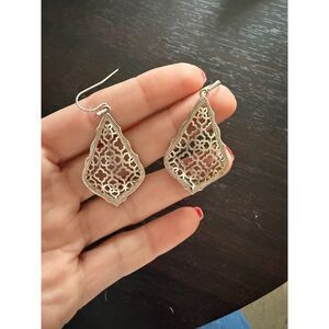 Kendra Scott Silver Filigree Drop Earrings – Lightweight Statement Jewelry